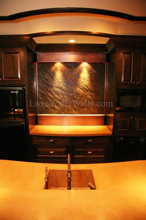 water feature in kitchen backsplash
