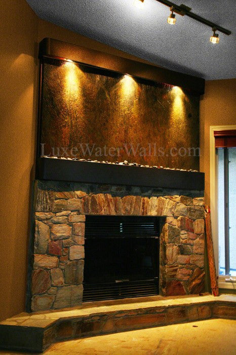 indoor waterfall above Fireplace